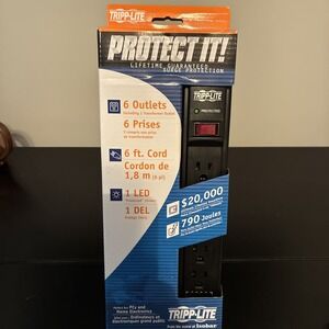 Tripp Lite TLP606B Protect It 6-Outlet Surge Protector 6ft Cord Black NEW